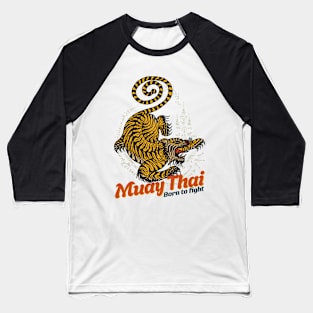 Vintage Muay Thai Tiger Tattoo Baseball T-Shirt
